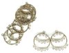 5 Pairs of 35x33mm Round Chandelier Antique Gold Earrings